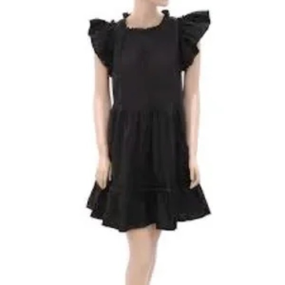 NWT House of Harlow Black Flutter Sleeve Tiered A-Line Babydoll Mini Dress Small - Picture 1 of 6
